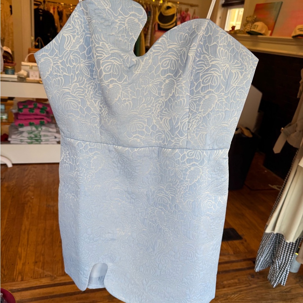 Elegant Light Blue Floral Dress